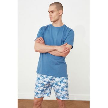 Pijama cu pantaloni scurti cu model tropical