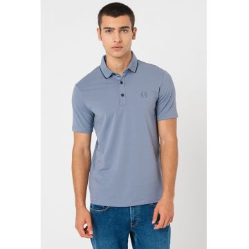 Tricou polo slim fit cu logo pe piept