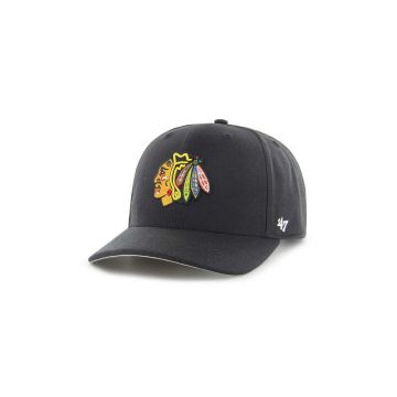 47 brand sapca NHL Chicago Blackhawks culoarea negru, cu imprimeu, H-CLZOE04WBP-BKB