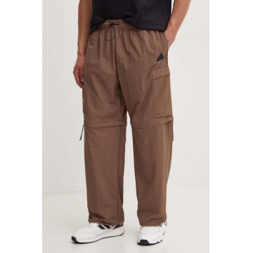 adidas pantaloni de trening City Escape culoarea maro, neted, IY1504