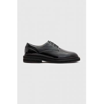 AllSaints pantofi de piele Escher Derby barbati, culoarea negru, M014FB