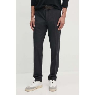 BOSS pantaloni de lana culoarea gri, mulata, 50480009