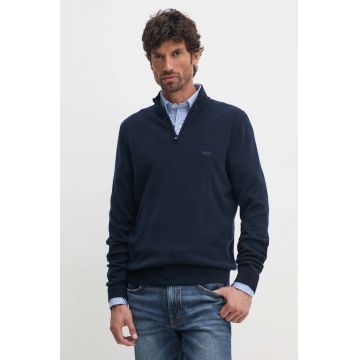 BOSS pulover de lana barbati, culoarea albastru marin, light, cu turtleneck, 50530314