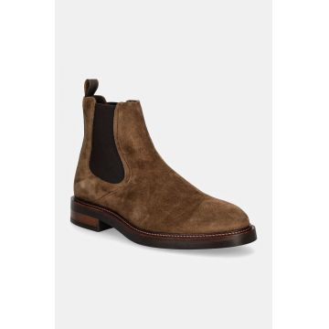 Hackett London botine din piele intoarsa EGMONT MASTER barbati, culoarea maro, HMS21409