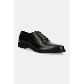 HUGO pantofi de piele Kerr barbati, culoarea negru, 50528816