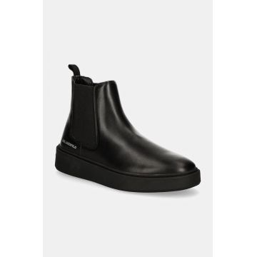 Karl Lagerfeld ghete chelsea de piele FLINT barbati, culoarea negru, KL53340A