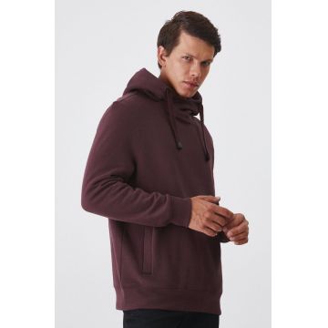 Medicine bluza barbati, culoarea bordo, cu glugă, neted