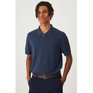 Medicine tricou polo bărbați, culoarea bleumarin, melanj