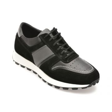 Pantofi casual OTTER negri, 2224, din piele naturala