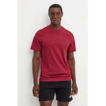 The North Face tricou S/S Simple Dome Tee barbati, culoarea bordo, cu imprimeu, NF0A87NG1IX1