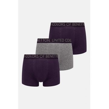 United Colors of Benetton boxeri 3-pack barbati, culoarea violet, 3OP82X00Y