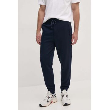 United Colors of Benetton pantaloni de trening din bumbac culoarea albastru marin, neted, 342ZUF01B