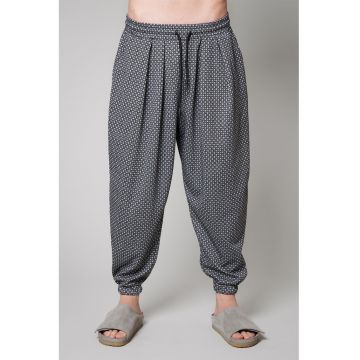 Pantaloni harem de bumbac cu model