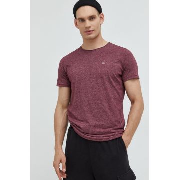 Tommy Jeans tricou barbati, culoarea bordo, melanj