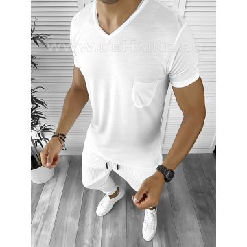 Tricou barbati alb slim fit B9303 P11-3