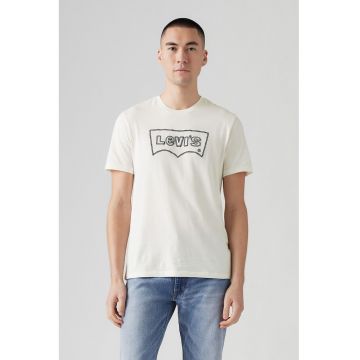 Tricou de bumbac cu decolteu la baza gatului