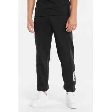 Pantaloni sport conici cu detaliu logo