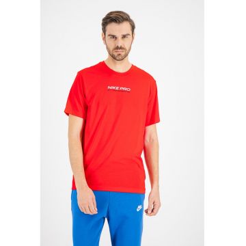 Tricou cu imprimeu logo si tehnologie Dri Fit pentru fitness