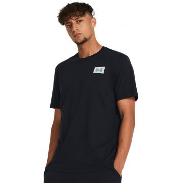 Tricou lejer cu model colorblock si logo - pentru antrenament