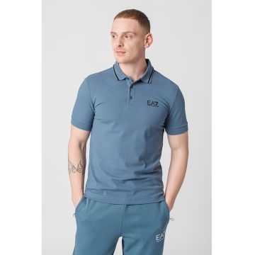 Tricou polo din material pique cu logo pe piept