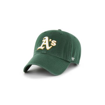 47brand caciula din bumbac MLB Oakland Athletics culoarea verde, cu imprimeu