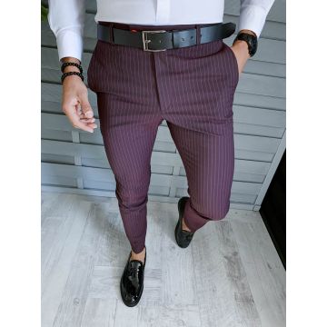 Pantaloni barbati eleganti grena B1633