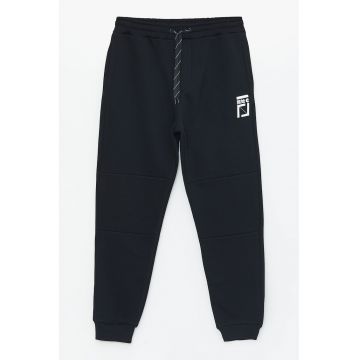 Pantaloni de trening din amestec de bumbac cu talie ajustabila