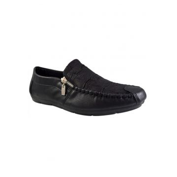 888140246-Mocasini Barbati - negru - model cu nervuri si fermoar - Corner