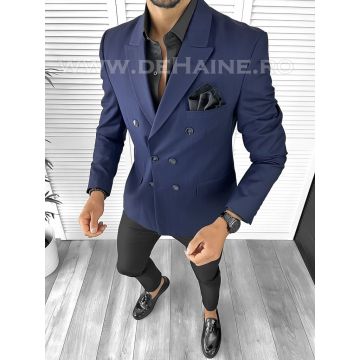 Sacou barbati slim fit bleumarin B8280 D3-3.1