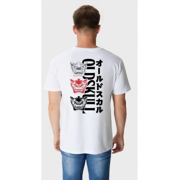 Tricou de bumbac cu imprimeu si decolteu la baza gatului