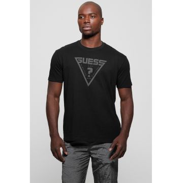 Tricou din bumbac cu decolteu la baza gatului pentru fitness