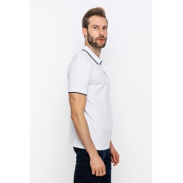 Tricou polo de bumbac cu garnituri contrastante