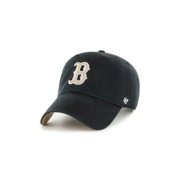 47 brand șapcă de baseball din bumbac MLB Boston Red Sox culoarea negru, cu imprimeu, BCWS-DBLUN02GWS-BK04