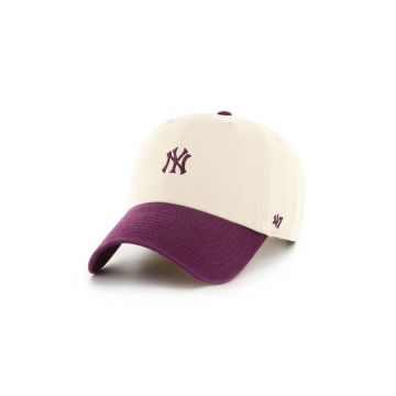 47 brand șapcă de baseball din bumbac MLB New York Yankees culoarea bej, cu imprimeu, B-SSTBC17GWS-NT