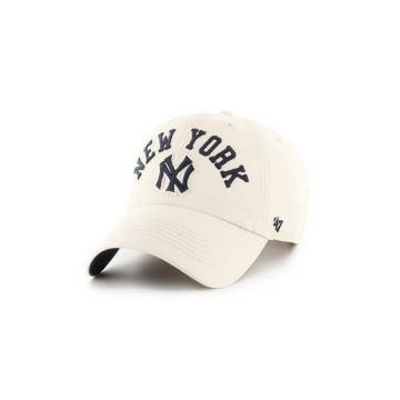 47 brand șapcă de baseball din bumbac MLB New York Yankees culoarea bej, cu imprimeu, BCPTN-CLBFB17GWS-Y011