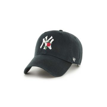 47 brand șapcă de baseball din bumbac MLB New York Yankees culoarea negru, cu imprimeu, B-THRNC17GWS-BKA