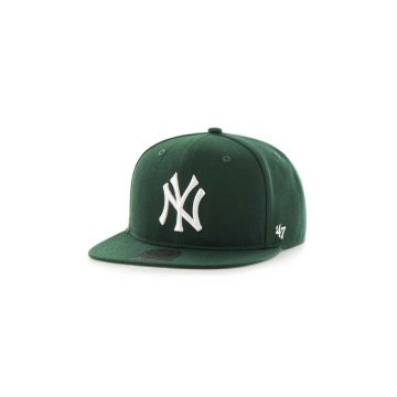 47 brand șapcă de baseball din bumbac MLB New York Yankees culoarea verde, cu imprimeu, B-NSHOT17WBP-DG