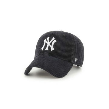 47 brand șapcă de baseball din catifea MLB New York Yankees culoarea negru, cu imprimeu, B-THCKC17EWS-BK