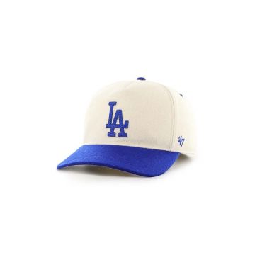 47 brand șapcă din amestec de lână MLB Los Angeles Dodgers culoarea bej, cu imprimeu, B-CHSHT12WIP-NT