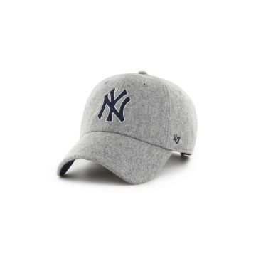 47 brand șapcă din amestec de lână MLB New York Yankees culoarea gri, cu imprimeu, B-CHSCU17WIS-GY