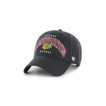 47 brand sapca NHL Chicago Blackhawks culoarea negru, cu imprimeu, H-BRDFL04CTP-BK