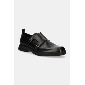 HUGO pantofi de piele Iker barbati, culoarea negru, 50528804