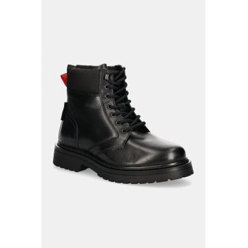 Tommy Jeans pantofi inalti TJM LACE UP BOOT barbati, culoarea negru, EM0EM01446