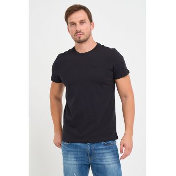 Tricou de bumbac cu decolteu la baza gatului