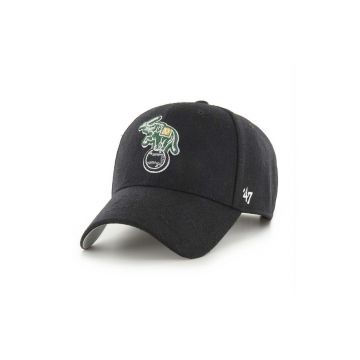 47 brand șapcă de lana MLB Oakland Athletics culoarea negru, cu imprimeu, BCPTN-CHSMS18WIP-BK88