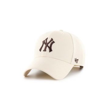 47 brand sapca MLB New York Yankees culoarea bej, cu imprimeu, B-MVPSP17WBP-NTAE