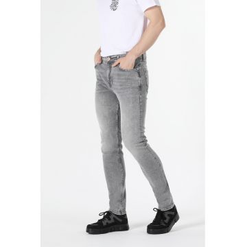 Blugi skinny cu aspect decolorat