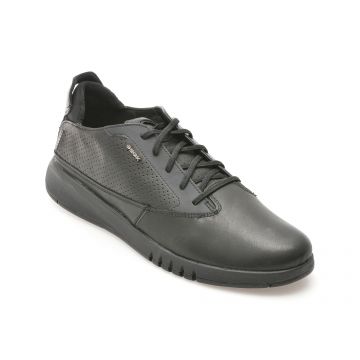 Pantofi casual GEOX negri, U927FA, din piele naturala