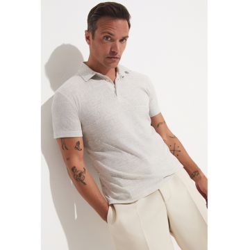 Tricou polo cambrat cu model