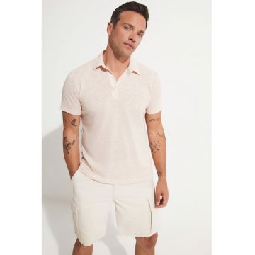 Tricou polo cambrat cu model